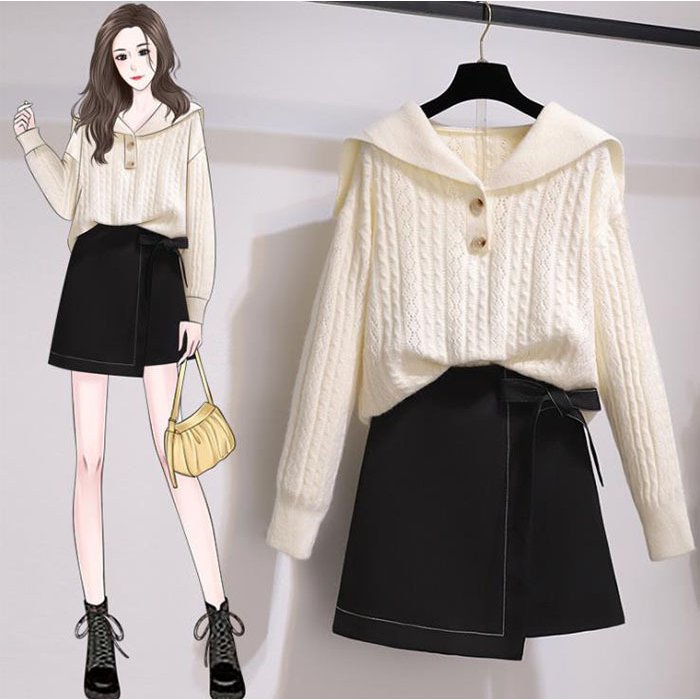 セットアップ レディース 上下セット ニットセーター スカート 2点セット チュニック 着やせ 大人