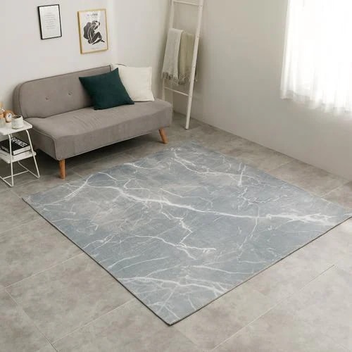 【メーカー直送品】萩原 転写プリントラグ 大理石 約190×190cm グレー