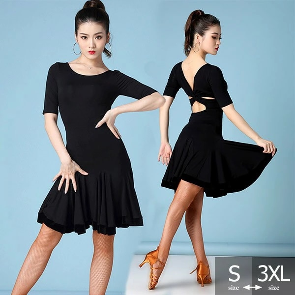 限定カラーラテンドレス 社交ダンス ワンピース ダンス衣装 演技服 背中開き 練習着 モダン ラテンダンス用 レディース 女性用 ダンス衣装 レッスンウェア チャチャチャ ルンバ ジャイブダンス ステ