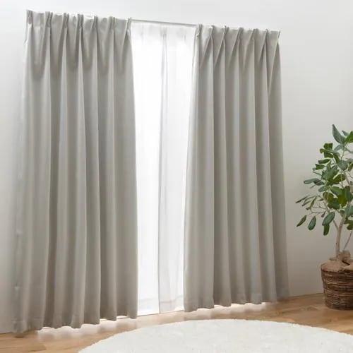 ユニベール １級遮光２枚セットカーテン　ブリンク　幅２００Ｘ丈１７８ｃｍ（レース１７６ｃｍ） ライトグレー