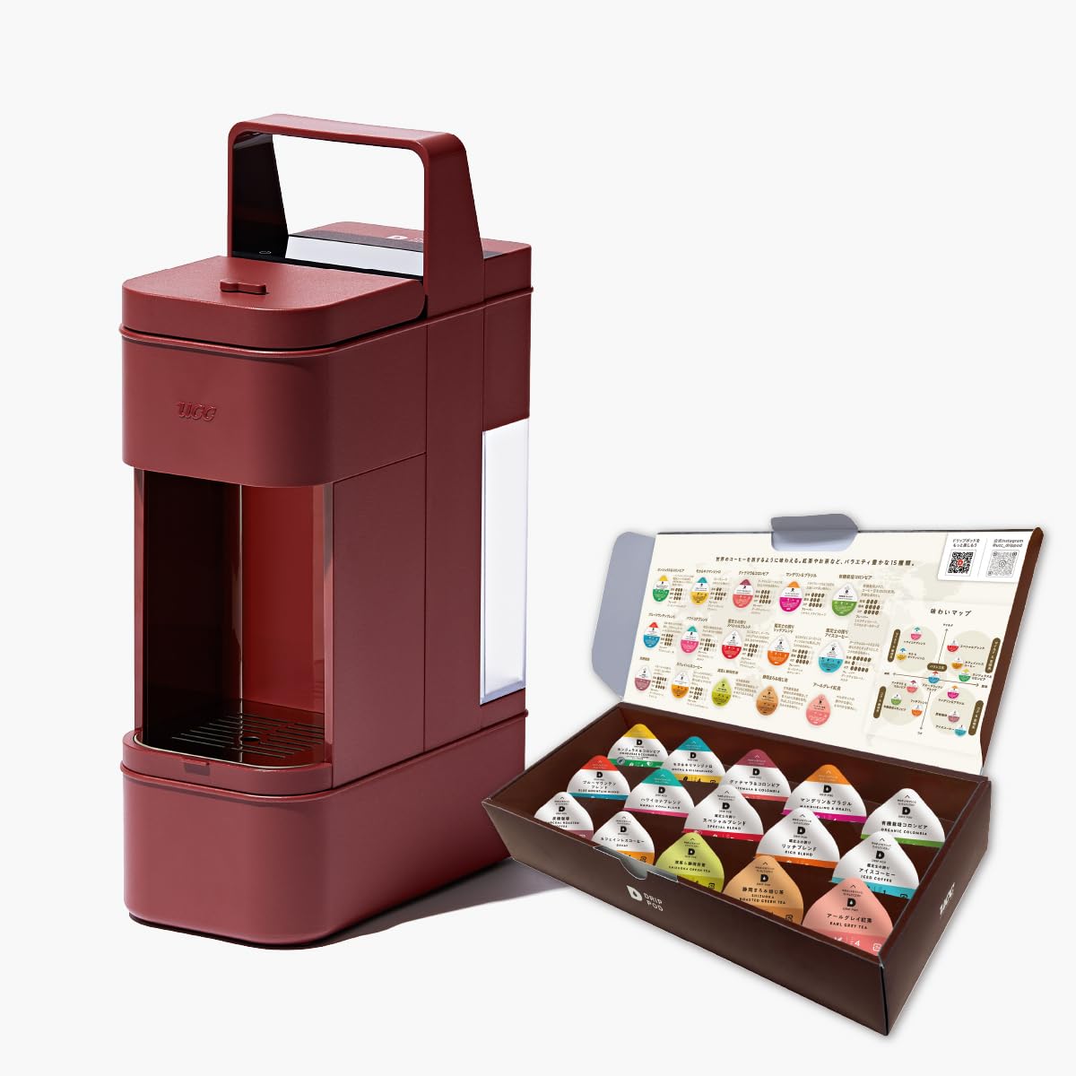 【Amazon.co.jp限定】UCC ドリップポッド カプセル式コーヒーメーカー DRIP POD YOUBI ラッカーレッド + テイスティングキット15P 【コーヒーメーカー】 【ギフト】【中元