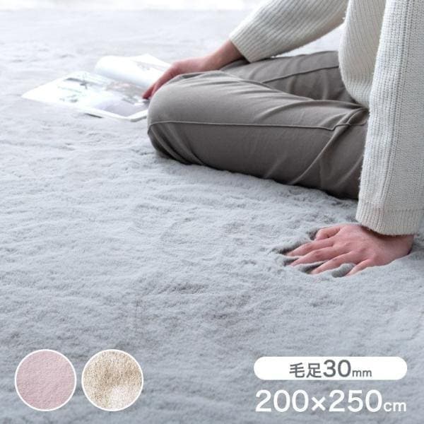 ラグ カーペット 洗える ラグマット 長方形 おしゃれ 厚手 ラビットファー 調 200×250 ふわふわ ふかふか マット ファー 無地 冬 あったか