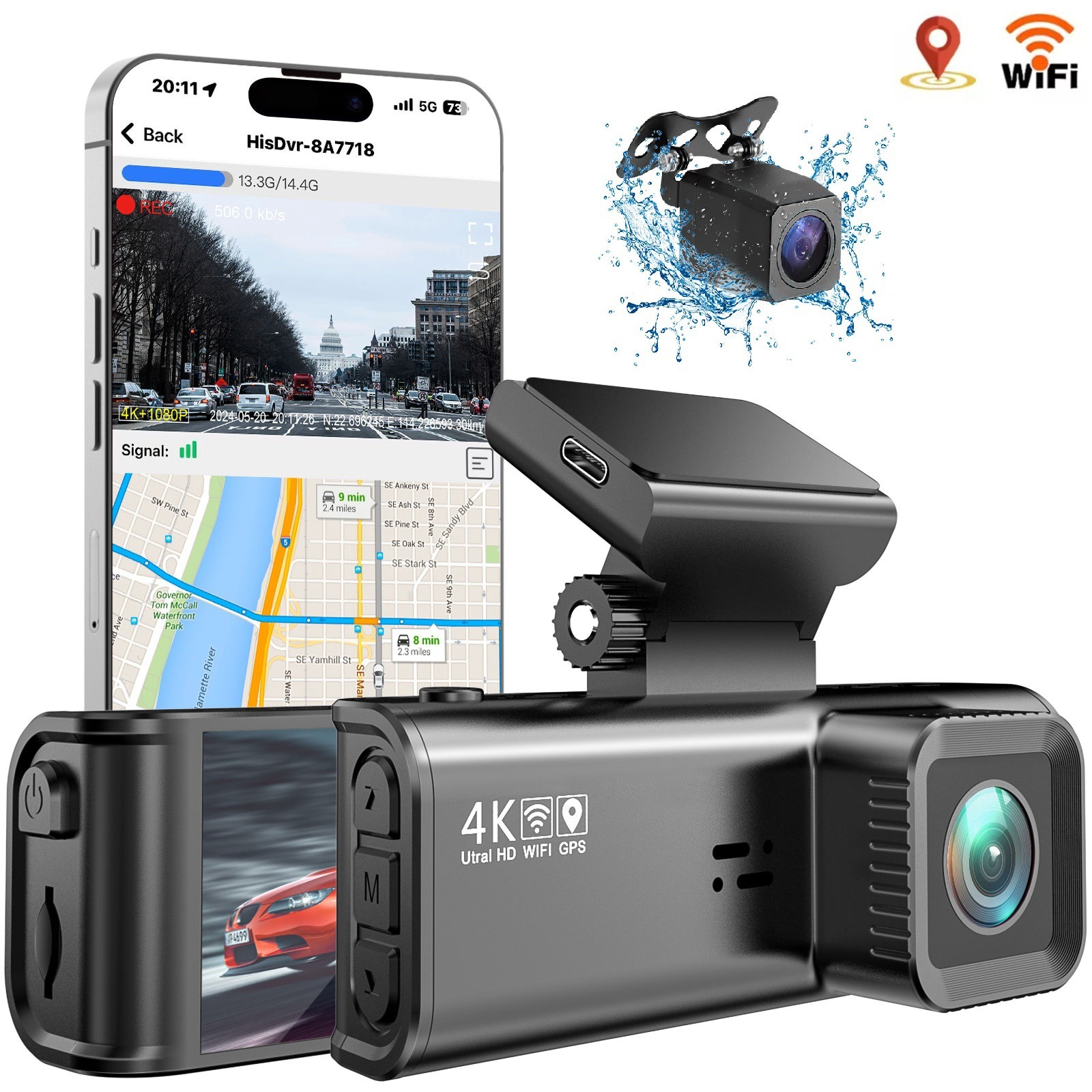 v564k+1080p+adas高精細暗視ドライブレコーダー内蔵gps5gwifi