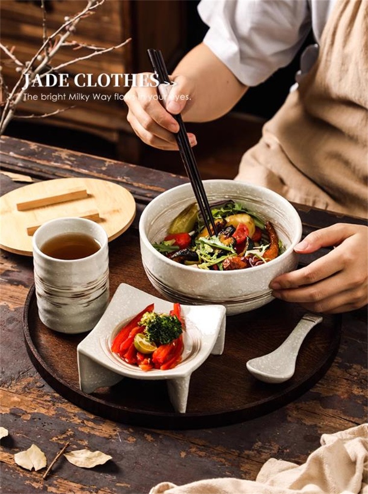 早い者勝ち 朝食一人前 陶器食器 トレイ付き サラダボウル プレートセット 麺碗 コンパクト食洗機対応