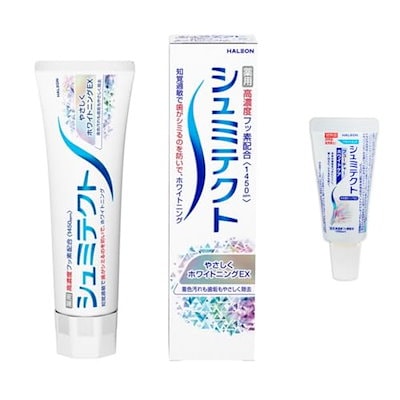 他サイト： 【Amazon.co.jp限定】シュミテクト やさしくホワイトニングEX【医薬部外品】ホワイトニング 歯磨き粉 知覚過敏ケア 高濃度フッ素配合 + おまけ付きの商品画像