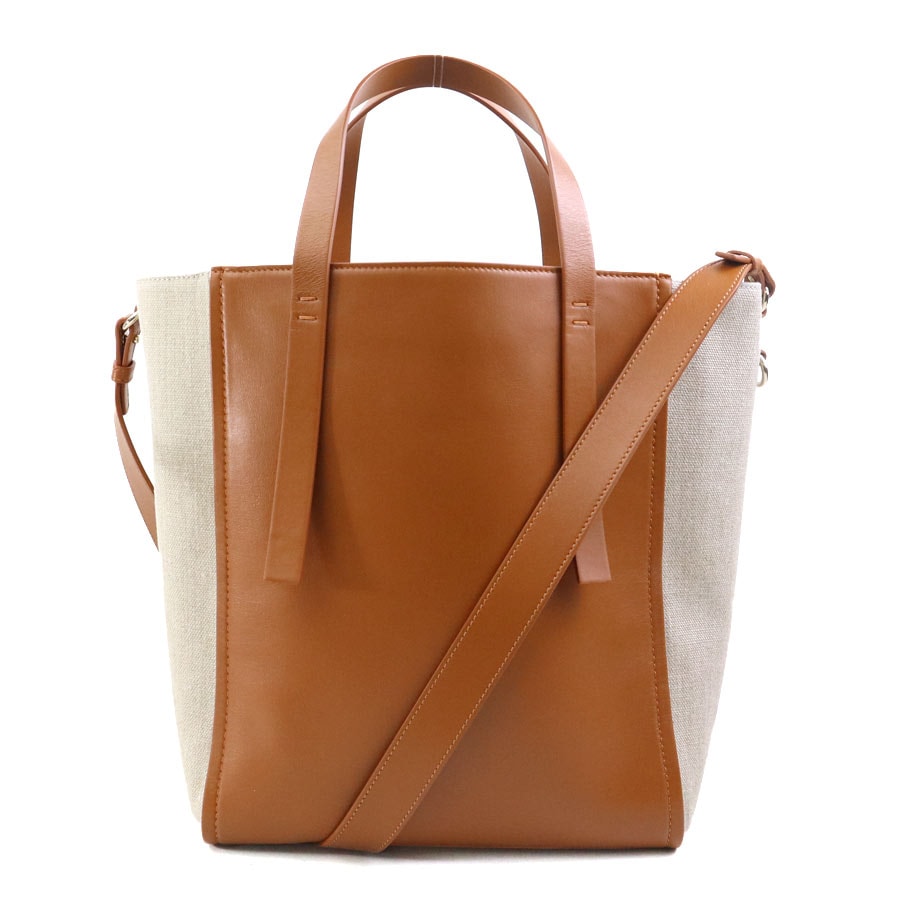 クロエ Chloe ハンドバッグ ショルダーバッグ クロエ センス レザー/キャンバス ブラウン×ベージュ レディース 90239a