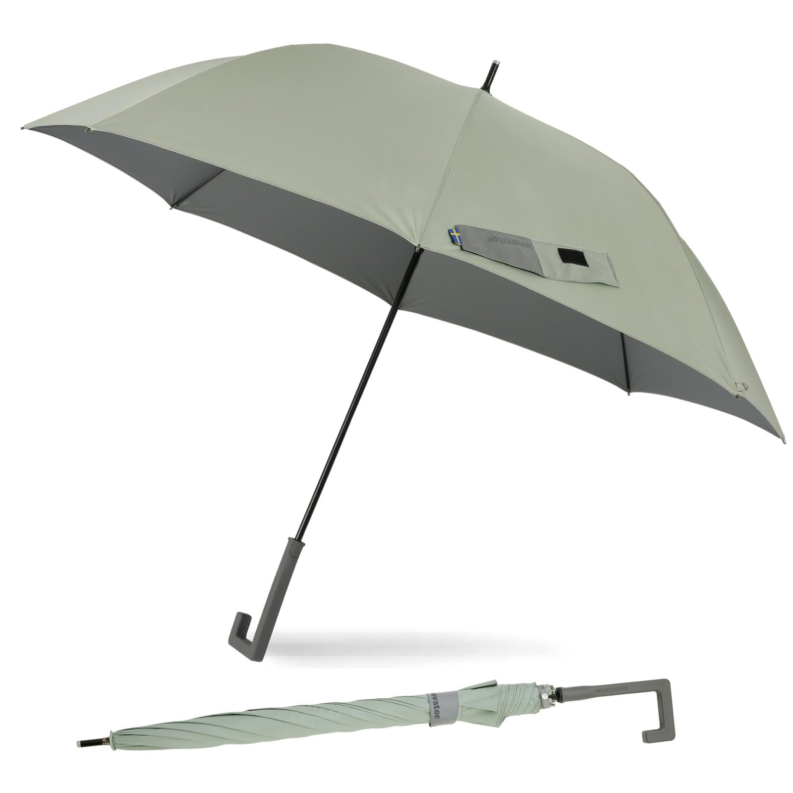 小川(Ogawa) 日傘 長傘 メンズ 傘 大きい 丈夫 グラスファイバー骨 遮熱 遮光 UVカット 99%以上 65cm 8本骨 innovator イノベーター ペールグリーン ジャンプ式 埋め込
