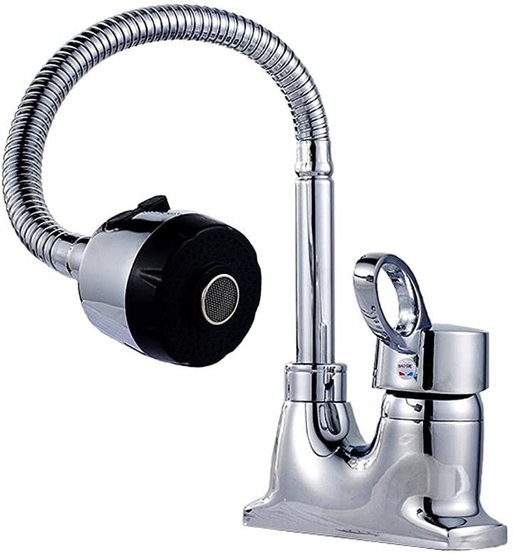 ツーホール式 シャワー 切り替え付き 混合水栓 洗面用 ヘッド 蛇口 シングルレバー 洗面台 SK98(クロムメッキ)