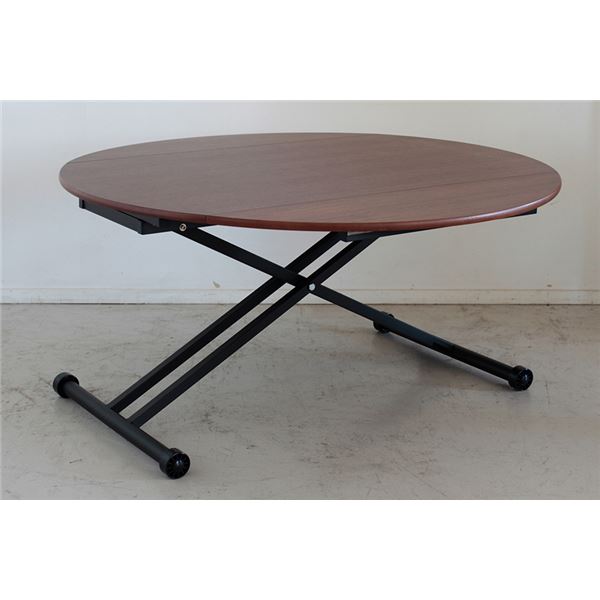 折りたたみ式天板付き 昇降テーブル/ローテーブル ブラウン 幅120cm スチール製脚付き アイルス アイル 組立品