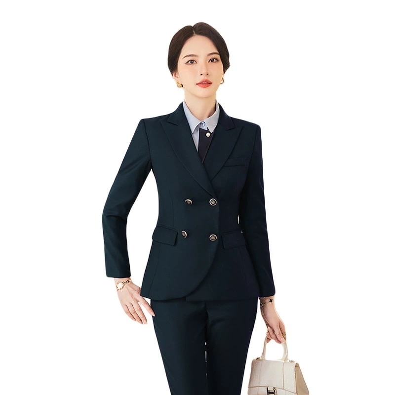 スーツ レディース 春秋用 ブルー セットアップ 職業用 ジャケット パンツ 仕事用 2995