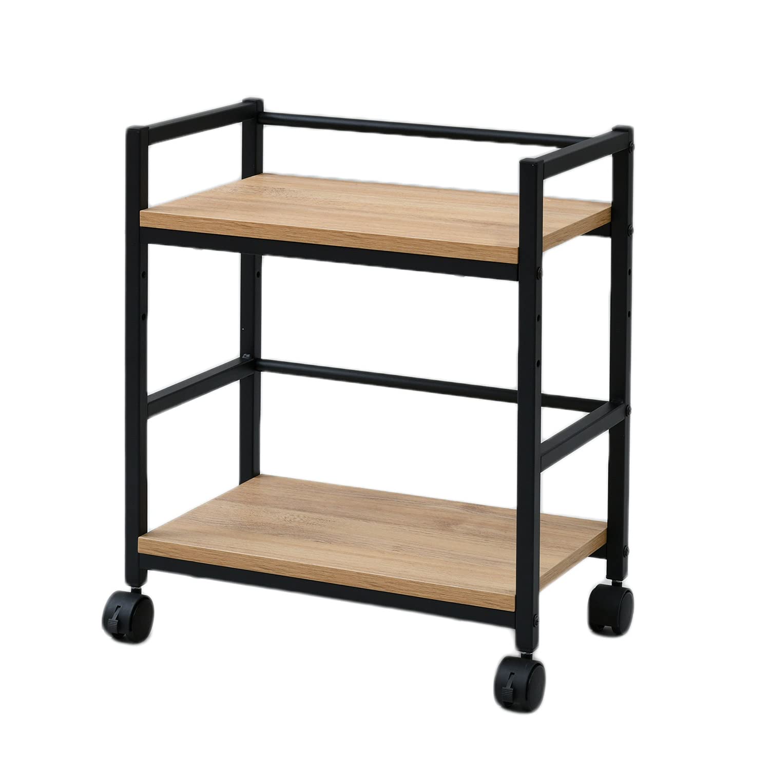 山善(YAMAZEN) ワゴン キャスター付き 幅50×奥行29.5×高さ60.5cm A4ファイル対応 天板高さ調節可能 組立品 オーク/サンドブラック MUD-50(OAK/SBK)