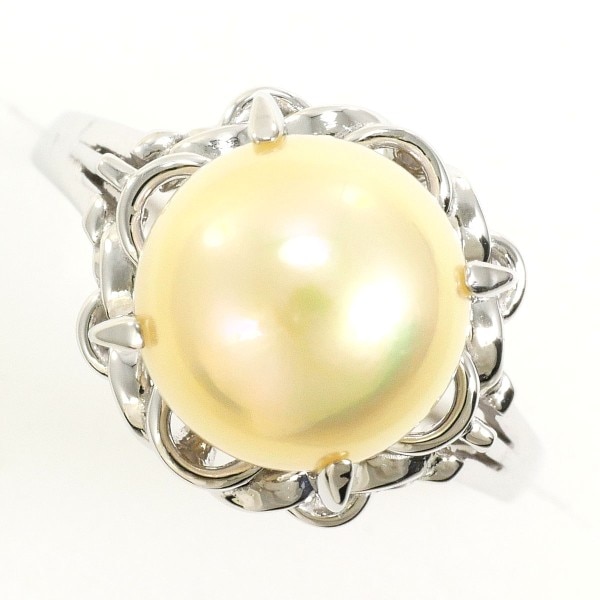 K14 14金 WG リング 11号 パール(真珠) 約9mm 中古