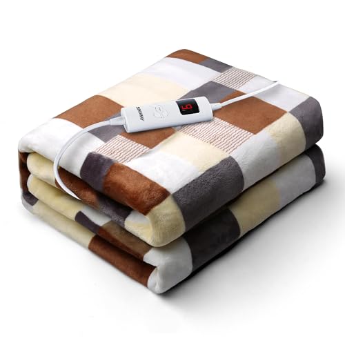 電気毛布敷き 洗える 1-9時間タイマー 6段温度調節 160X80cm 電気敷き毛布 シングル 漏電保護 敷毛布 ダニ退治 防寒対策 暖房器具 ギフト ふわふわ 省エネ マルチ