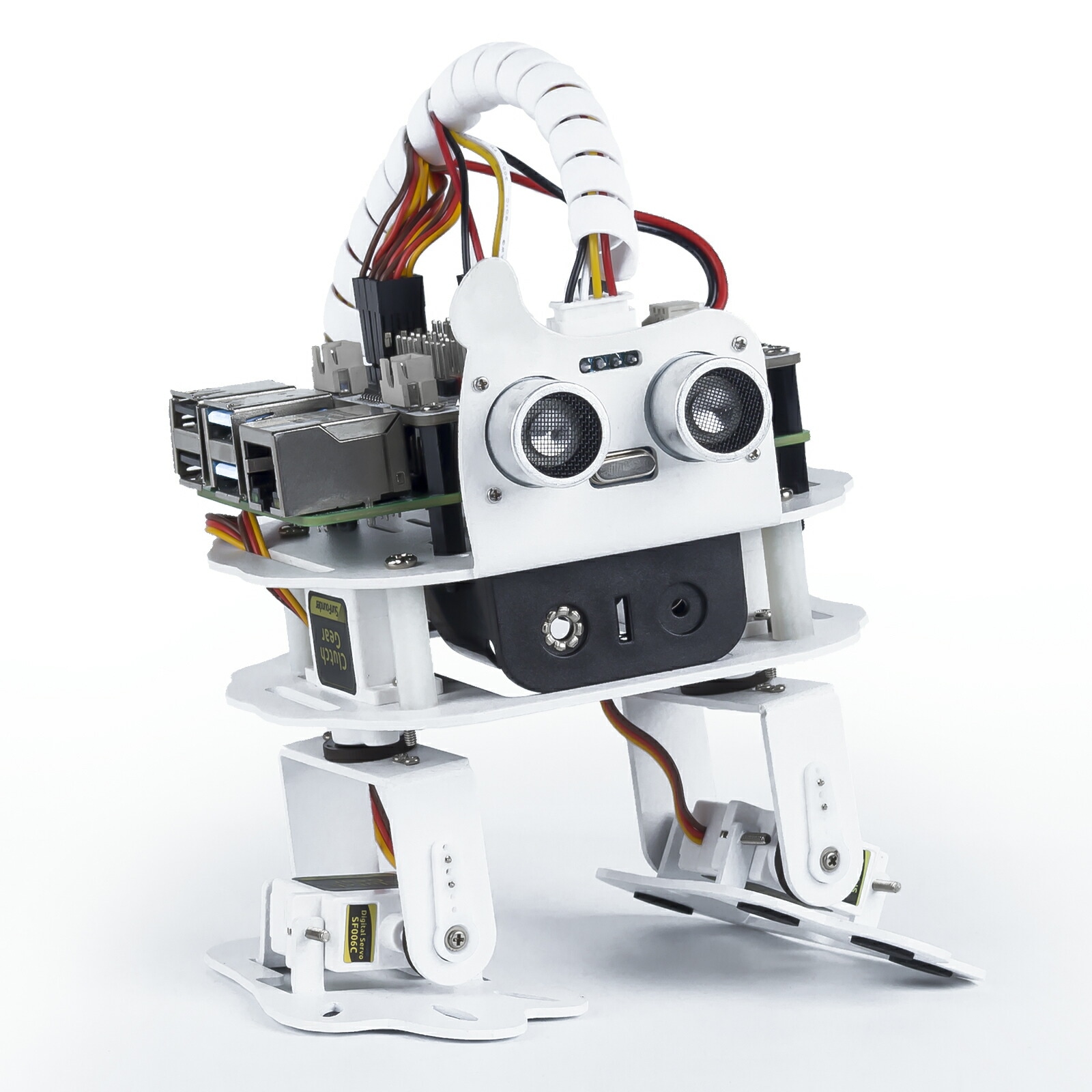 Raspberry Pi ロボット Sloth ラズベリーパイ AI プログラミング 4 DOF 2足ロボットキット 多機能DIYバイオニック踊りロボット スマホ タブレット 遠隔操作 Raspber