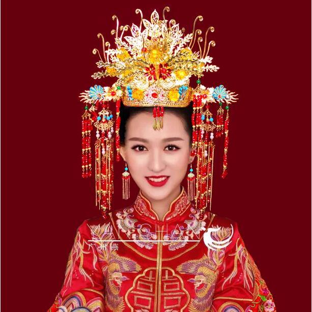 髪飾り レディース ヘッドアクセサリー 中華グッズ 王冠 宝冠 鳳冠 鳳凰 中国古代皇后 貴妃 コスチューム 中国古典結婚式 花嫁 髪飾り ティアラ ゴージャス 頭に30%までに制限