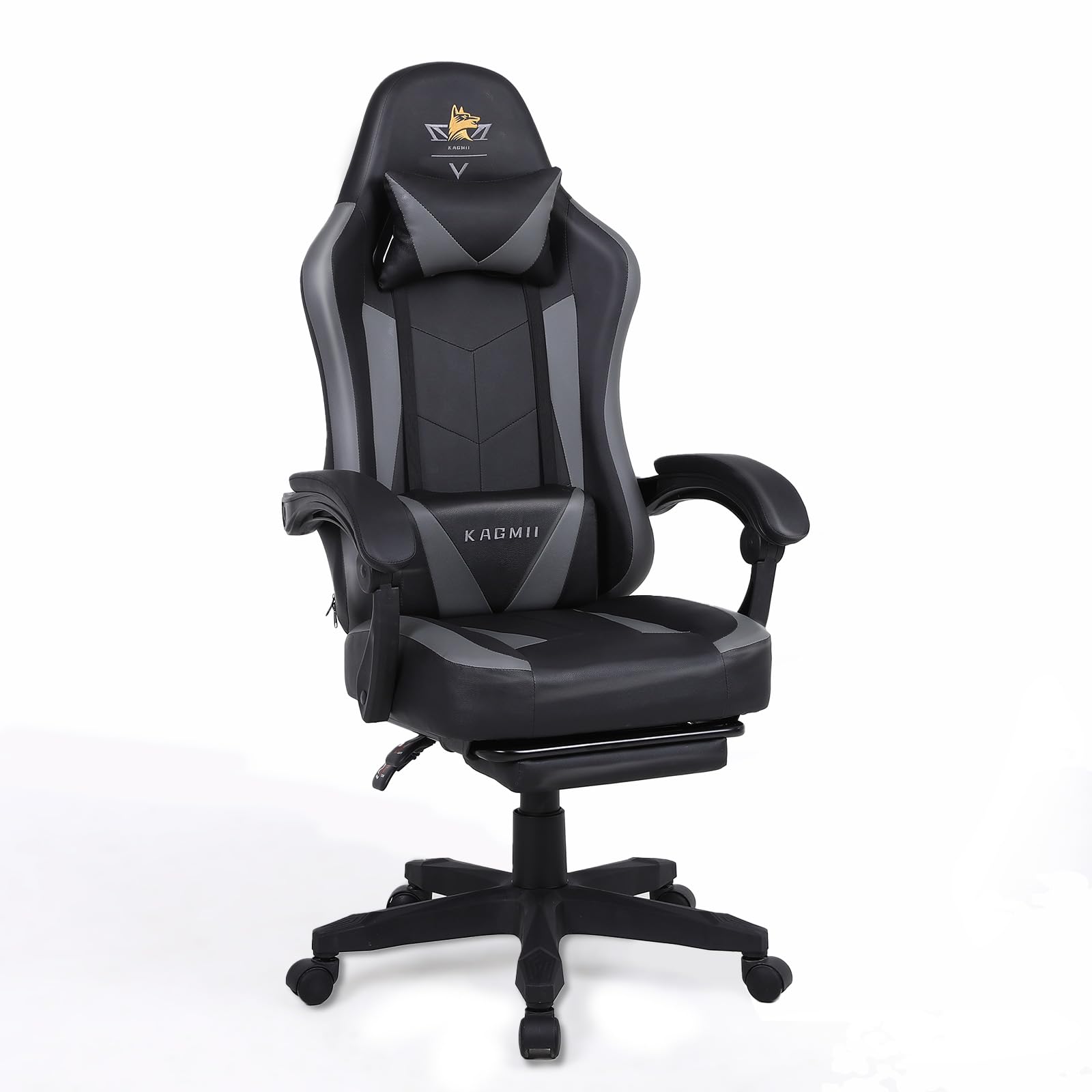 KAGMII ゲーミングチェア ゲーム用チェア デスクチェア オフィスチェア パソコンチェア テレワーク椅子 オットマン付き リクライニング機能 ハイバック ブラック (ブラック)KM6006 11,384円