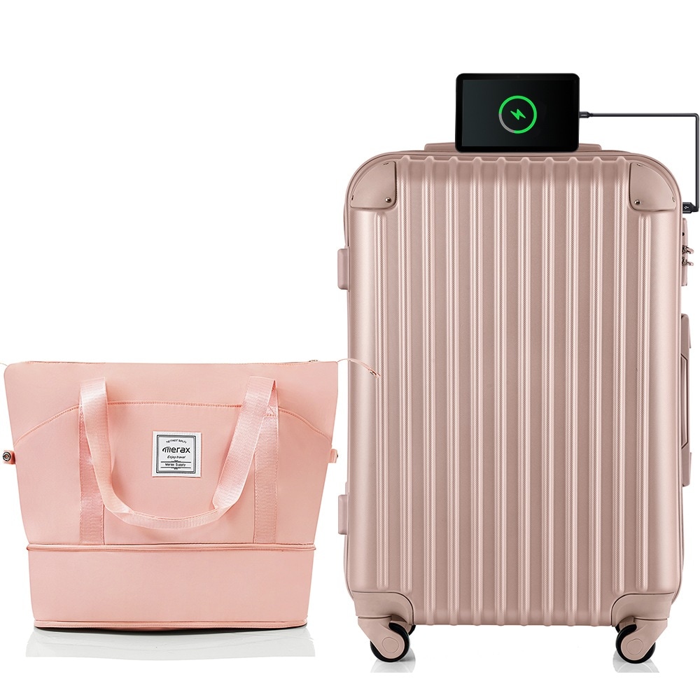 24時間限定価格！264スーツケース Mサイズ USB充電ポート付き ドリンクホルダー付き キャリーバッグ キャリーケース 4日 7日 中型 TSAロック搭載 トートバッグ ハンドバッグ レディース
