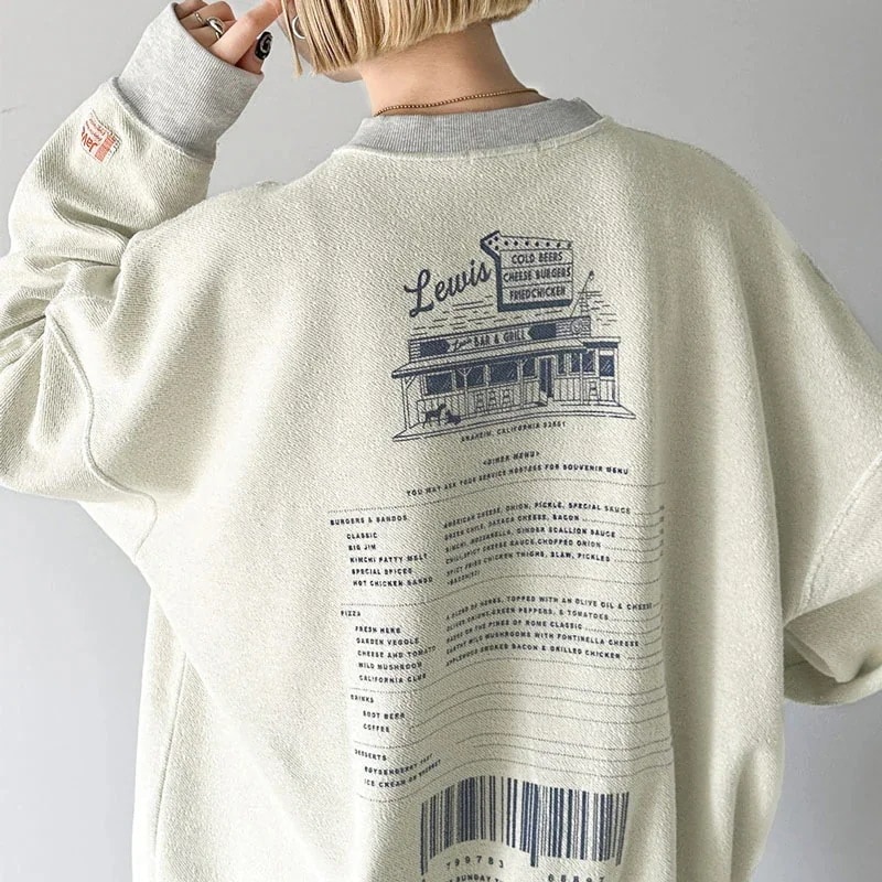 javaジャバコラボ トップス スウェット レディース メンズ バックプリント ピグメント加工 裏毛 ヴィンテージ感 オーバーサイズ ゆるっと ビッグシルエット 男女兼用 ユニセックス メンズ 大きい