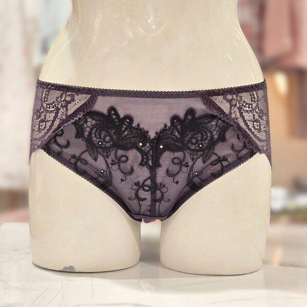 AK盆唐店 クチュール メインパッチ刺繍 全体レースパンティ BP984AL-BK