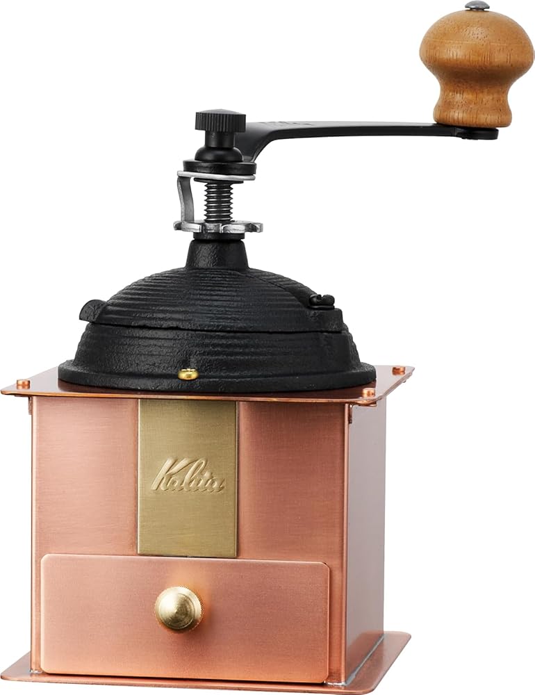カリタ Kalita コーヒーミル 銅製 手挽き 手動 Cu-1#42084 アンティーク コーヒーグラインダー フタ付き