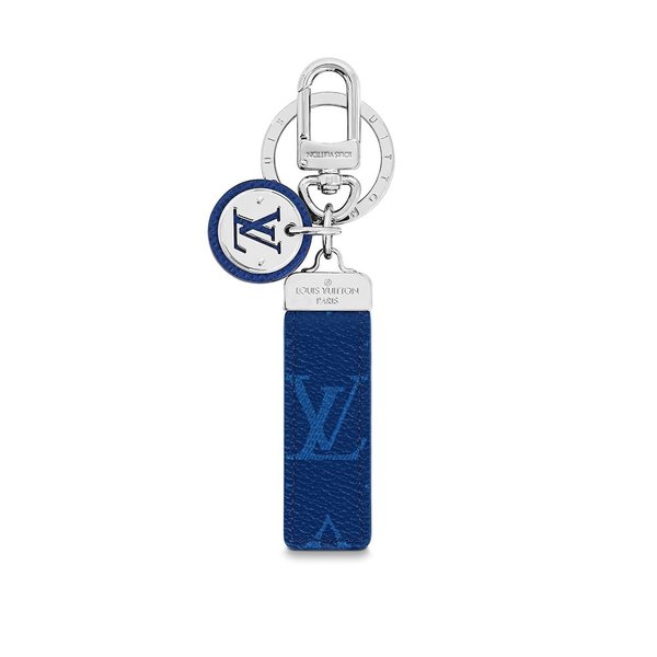 ルイヴィトン LOUIS VUITTON キーホルダー コバルト ブルー シルバー モノグラム タイガ レザー