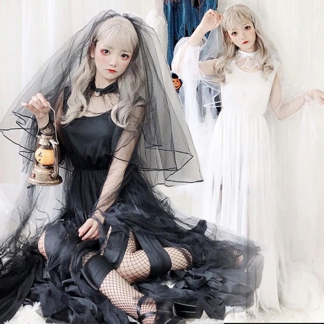 cos服 万聖節 ハロウィン 花嫁 コスプレ 衣装 3点セットレディース 大人 花嫁ゾンビ 悪魔 デビル ワンピース