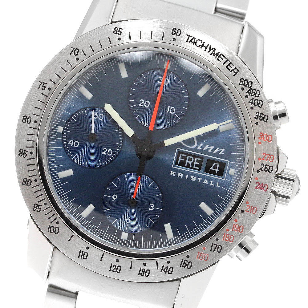 ジン Sinn 303.KRISTALL クリスタル フルダ クロノグラフ デイデイト 世界限定1000本 自動巻き メンズ 良品 箱・保証書付き_906909【中古】