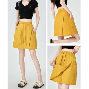 【超お得1つ買うと10個もらえる】メガ割ハーフパンツ スポーツ 速乾 作業着 スカート パンツ レディース 夏 新作 ウエストゴム フロントスプリット スポーツ カジュアル 五分丈パンツ スカート
