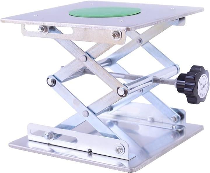 ラボジャッキ 昇降台 作業台 ステンレス 小型 高さ調節 実験用 ミニジャッキ 30x30cm( シルバー, フリー)