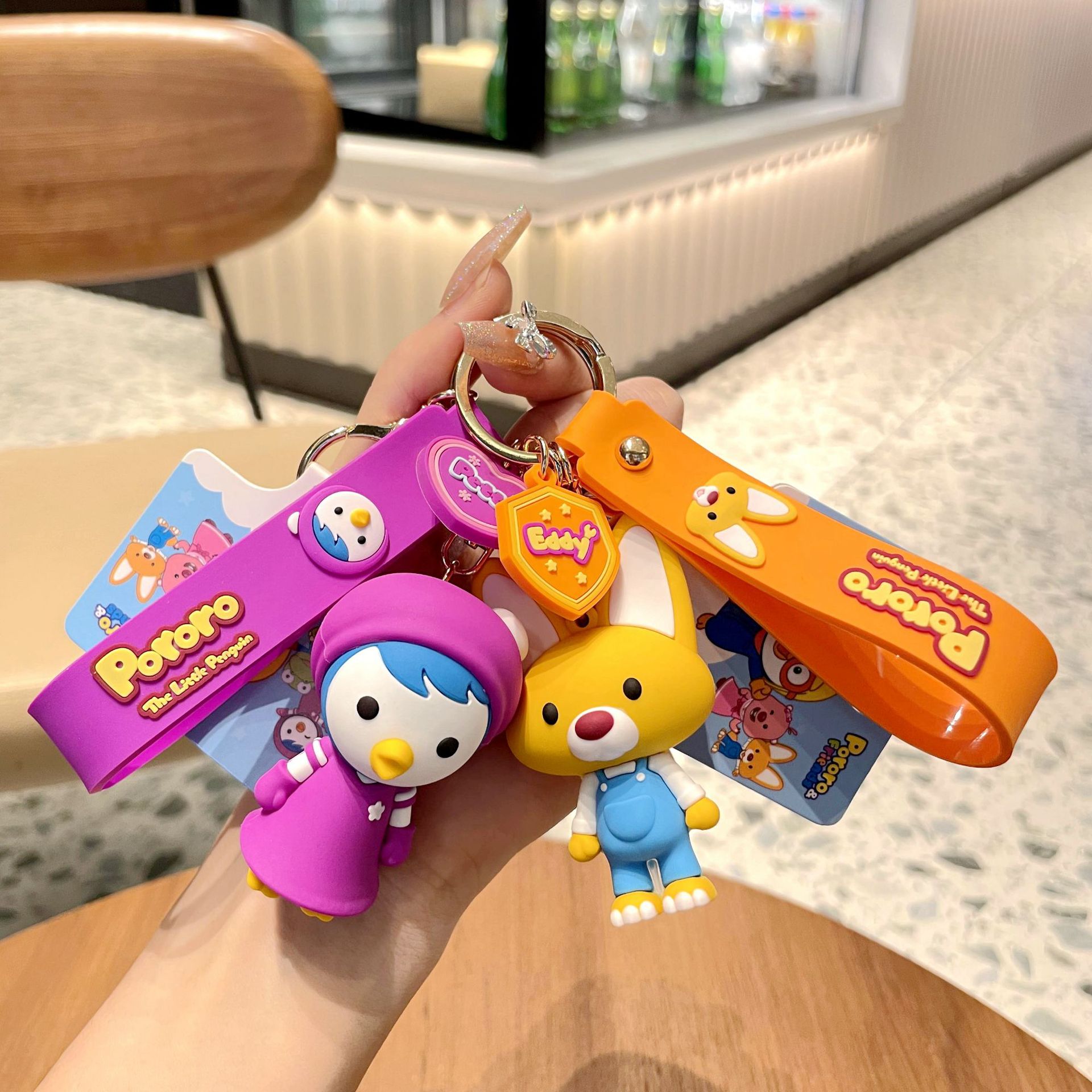 【20点セット】メガ割ポロロかわいい人形車のキーチェーンスクールバッグペンダント小のペア