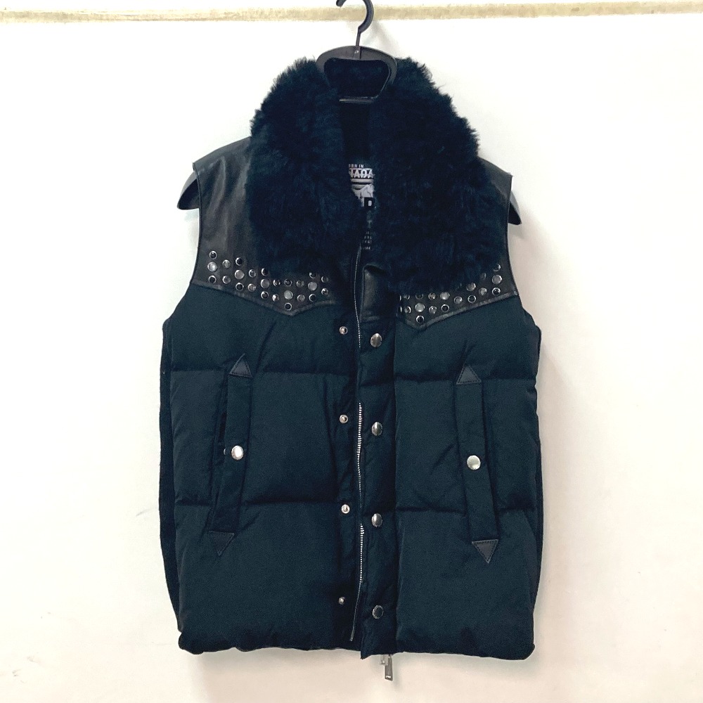 DSQUARED2 ディースクエアード ダウンベスト スタッズ ファー アパレル ダウン ベスト トップス 上着 アウター ポリエステル ブラック