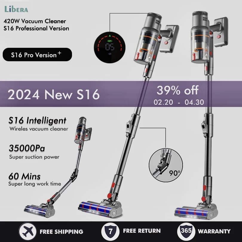 25565.0 39% OFFS16ワイヤレス掃除機420 W 35 kPa強力六合一ポータブル縦型掃除機LEDディスプレイ水タンク付き掃除機 - AliExpress