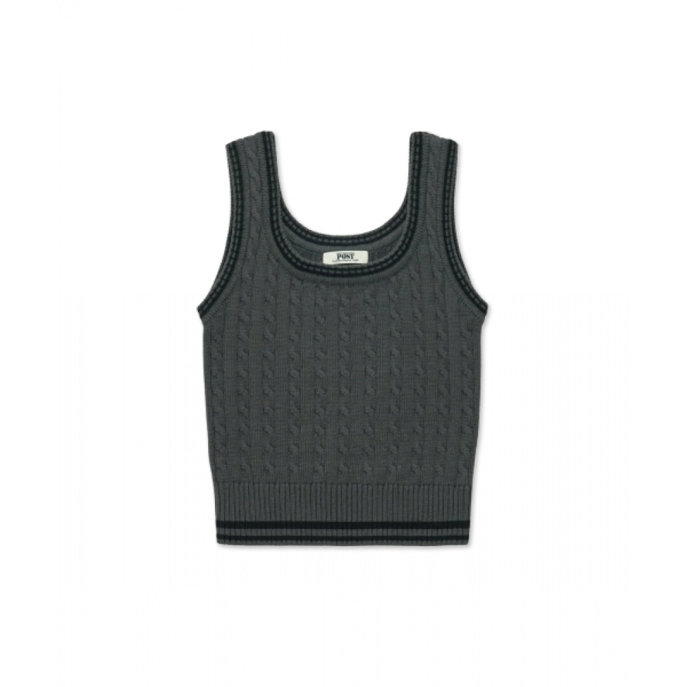 THE SATURDAY EVENING POST ケーブルニットノースリーブ_チャコール