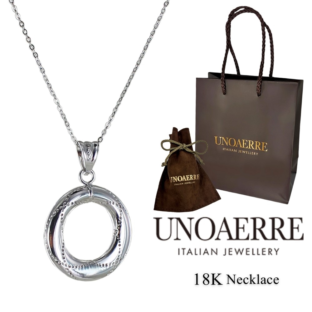 正規品 ウノアエレ ショッパー付き ホワイトゴールド ネックレス レディース 18K 18金 K18WG 誕生日プレゼント 女性 妻 ペンダント チェーンネックレス おしゃれ ゴールド イタリア製