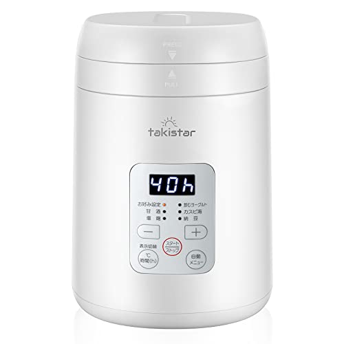 Takistar コンパクトヨーグルトメーカー 甘酒メーカー 25~69℃温度調節/1~99時間タイマー設定 自動メニュー付き レシピブック付き 進化した立体加熱構造 日本品質保証とサービス
