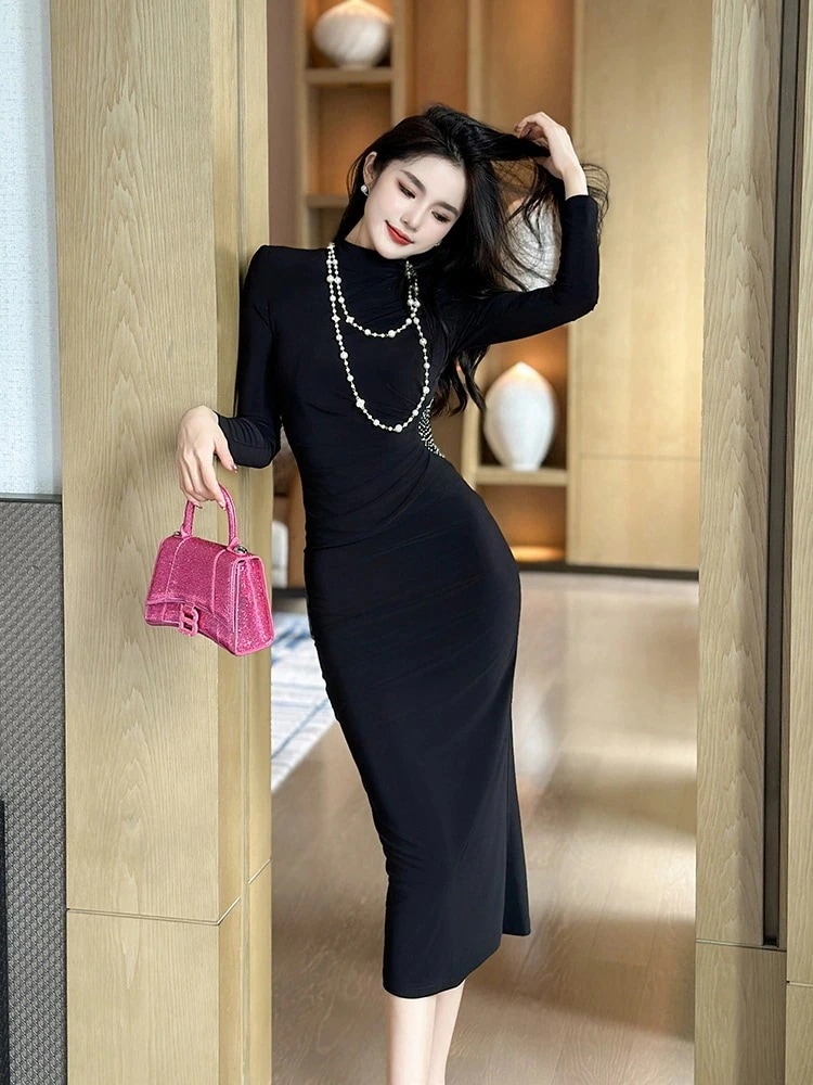 秋冬 ワンピース パーティードレス キャバ 着痩せ 大人 お呼ばれ 同窓会 披露宴 卒業式 結婚式 ウェディング 二次会 31130%までに制限