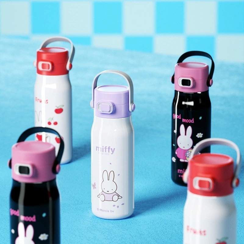 [品] ミッフィー 316 ステンレススチール製断熱ウォーターカップ 女の子用見た目も良くロックボタン付きポータブルカップ