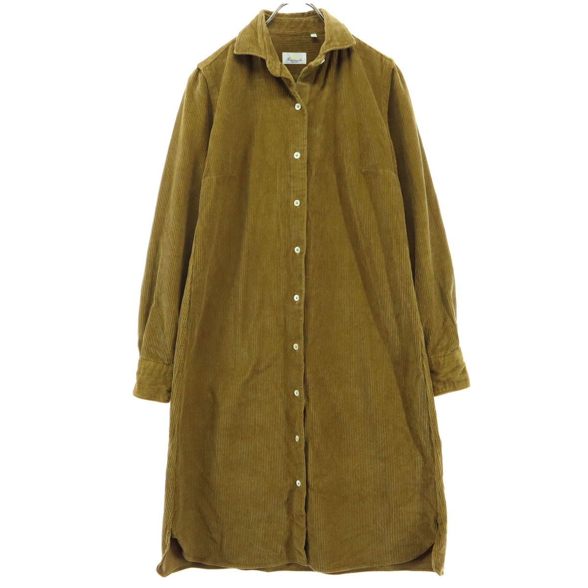 イタリア製 長袖 コーデュロイ ロングワンピース S ブラウン系 レディース 古着