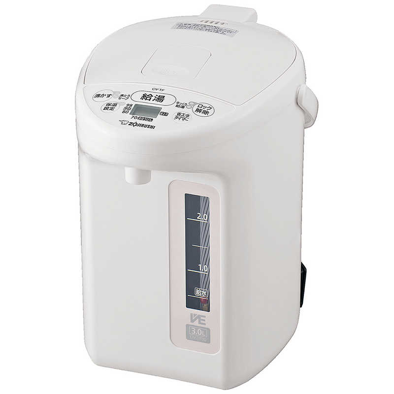 象印マホービン　ZOJIRUSHI　電気ポット マイコン沸とう VE電気まほうびん 優湯生 3.0L ホワイト　CV-TF30-WA