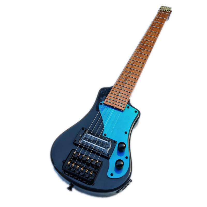 灰色MINI 6弦ヘッドレス電気ギター, 焼かれたメープルネックと指板 明るい点 アクリルピックガード 色変更ピックアップガード BJ755