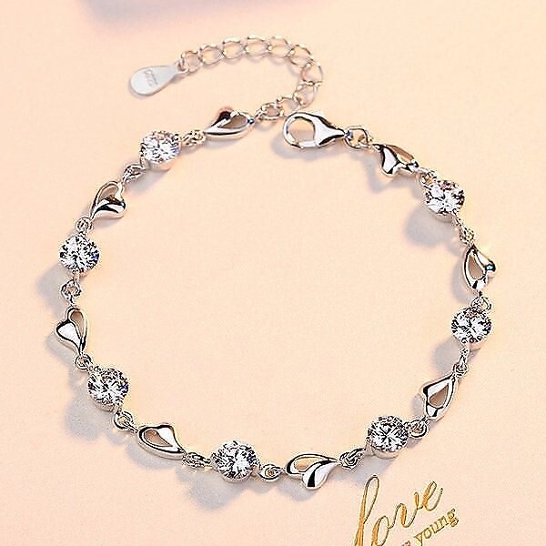 ブレスレット レディース ハート 豪華7粒 ダイヤ シルバー925 プラチナ仕上げ 人気 ギフト ホワイトデーお返し プレゼント