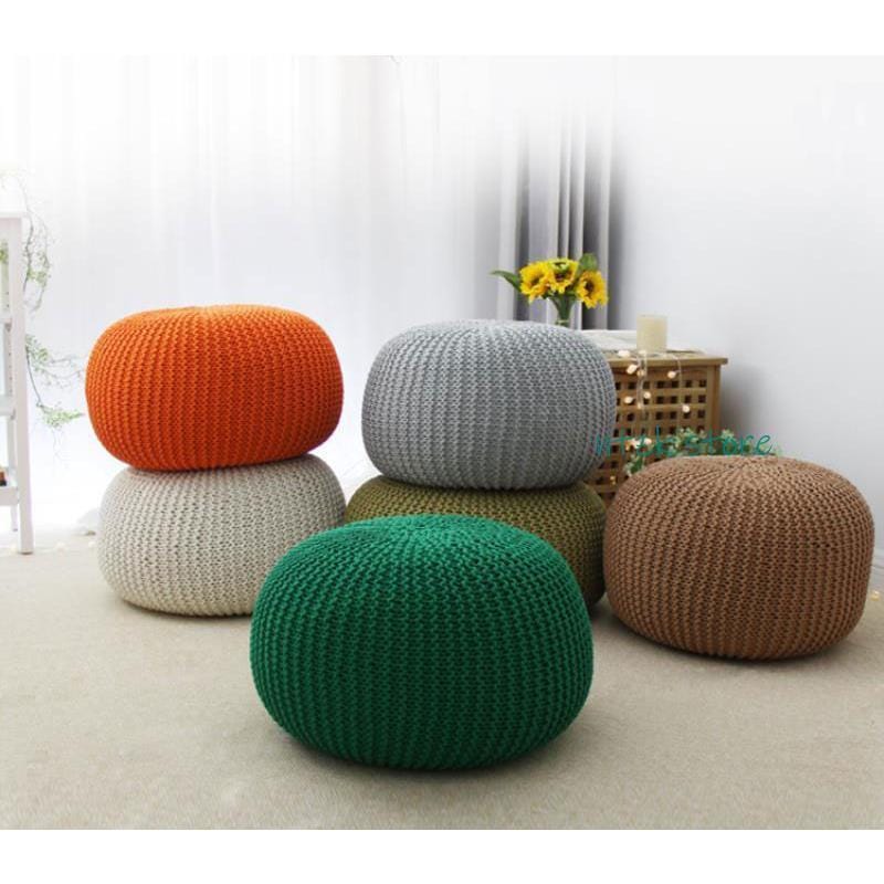 短納期 プフ 丸形クッション クッションチェア ニットプフ クッション 丸 オットマン スツール フロアスツール 床 座る 丸クッション 円 一人暮らし おし