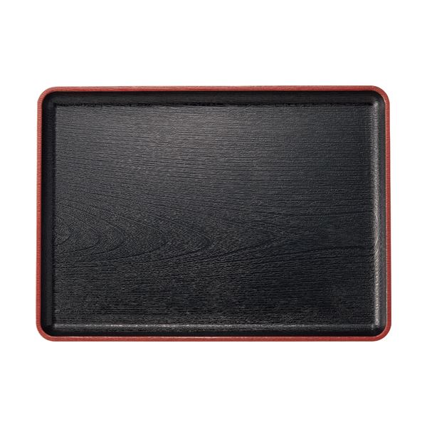 （まとめ）イシダ えびす盆 黒天朱 尺2寸 1枚(×10セット)