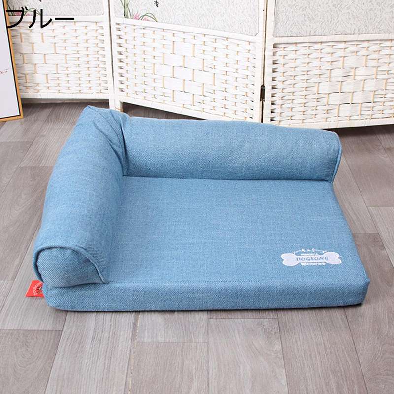 ペットソファーペットベッド犬猫 耐摩耗性 強度高い 枕付き あご乗せ楽チン 高反発 犬猫用寝床 7cm厚さ 室内 ファスナーでカバーを取り外し可能 通年利用 ドッグ 滑りにくい 小/中/大型犬 お手入