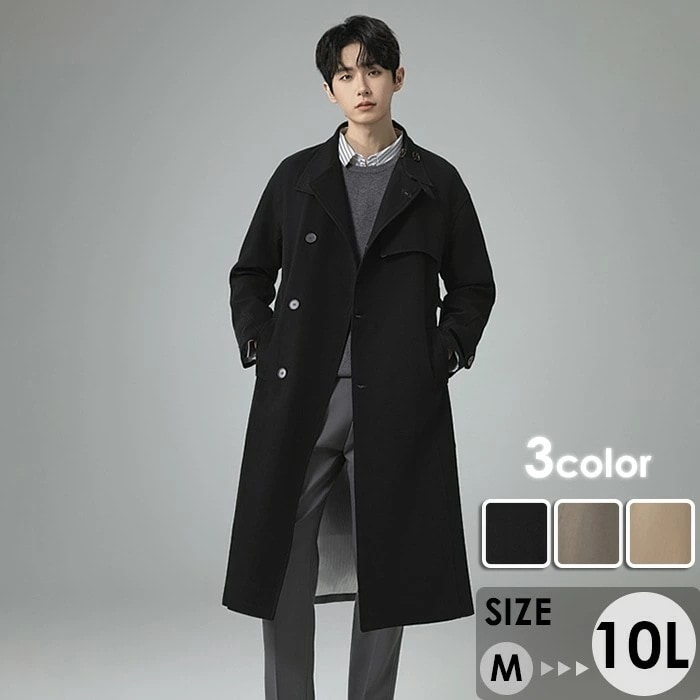 コート メンズ ハイネック 3カラー ビジネス かっこいい 大きいサイズ アウター メンズファッション 防寒 体型カバー おしゃれ 春 秋冬 ブラック キャメル グレー 20代 30代 40代....