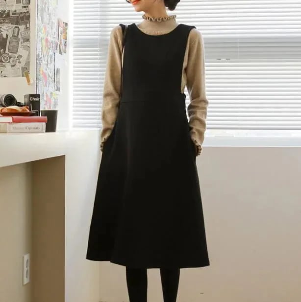 ワンピース 秋 冬 ジャンパースカート Vネック ジャンパースカート 秋 冬 ノースリーブワンピース 重ね着 チェック柄ワンピース 可愛い おしゃれ レイヤード カジュアル 大きサイズ 5,362円