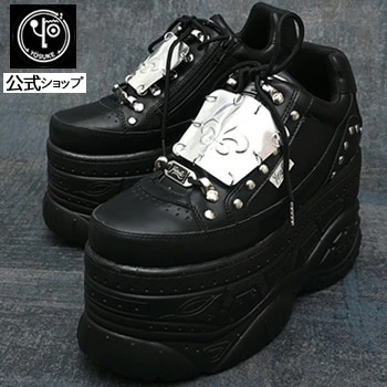 ヨースケ 厚底 スニーカー レディース 10.5cm厚底フラット ブラック 【公式SHOP特典キズ補修液付】