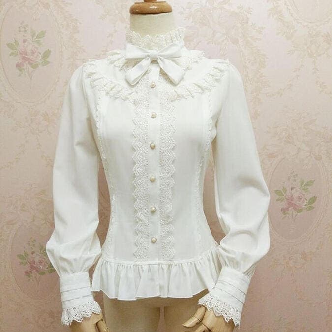 2026新入荷！【早割り】 ゴスロリ レディース ブラウス トップス レース Lolita 春 秋 立て襟 長袖 シャツ ロリータ ロリィタ クリスマス コスプレ ハロウィン 衣装 ビショッ