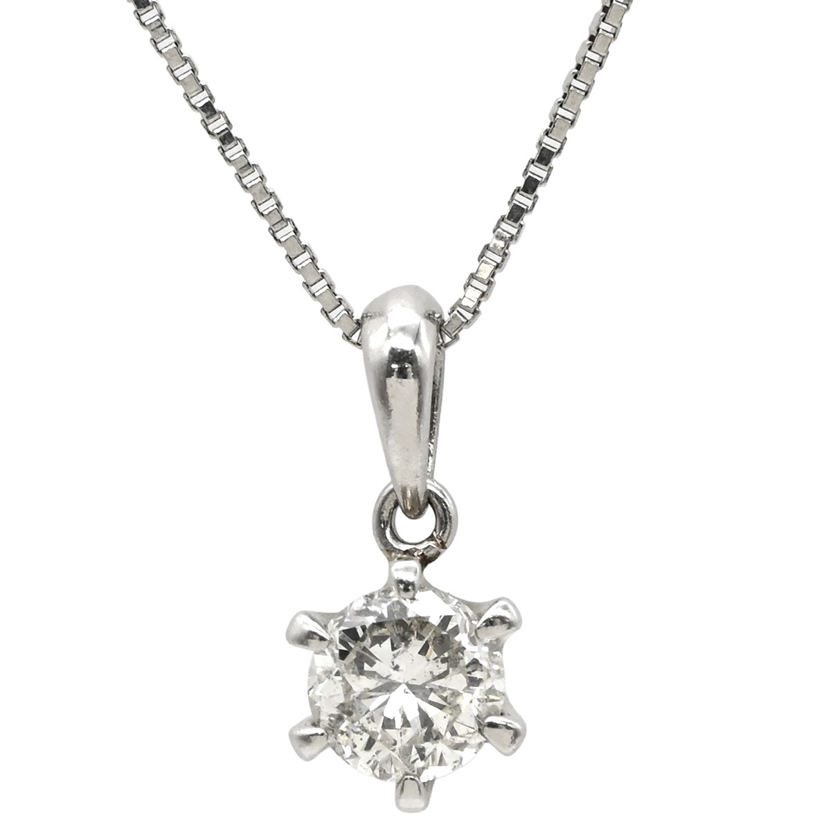 ネックレス プラチナシルバー Pt900×Pt850 コンビ 1P 1粒 ダイヤ プラチナム ペンダント 【中古】