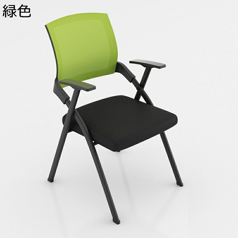 折りたたみ椅子 メモ台付き 一体型 オフィスチェア パイプイス メッシュ構造 通気性 背もたれ ミーティングチェア アームレスト キャスター コンパクト 滑り止めゴム足 組立簡単 在宅勤務